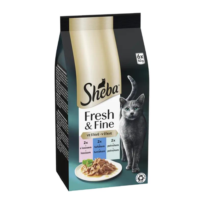 Sheba Kapsičky rybí výběr tuňák, losos a pstruh Fresh & Fine 6x 50 g, 300 g