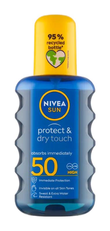 NIVEA Sprej na opalování Protect & Dry Touch SPF50, 200 ml