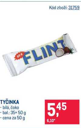 Tyčinka bílá, čoko bal 35× 50 g cena za 50 g