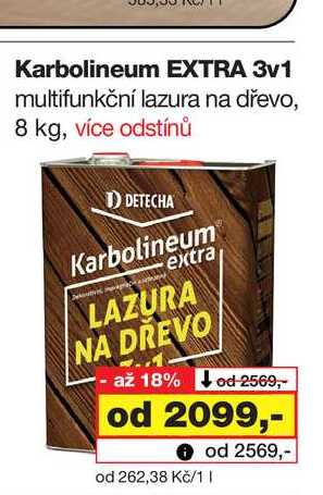 Karbolineum EXTRA 3v1 multifunkční lazura na dřevo, 8 kg