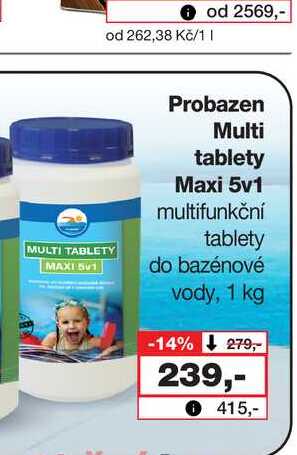 Probazen Multi tablety Maxi 5v1 multifunkční tablety do bazénové vody, 1 kg
