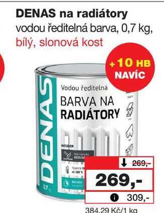 DENAS na radiátory vodou ředitelná barva, 0,7 kg