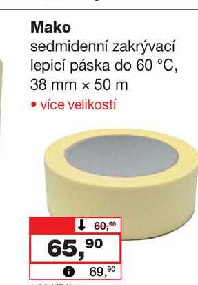 Mako sedmidenní zakrývací lepicí páska do 60 °C, 38 mm x 50 m 