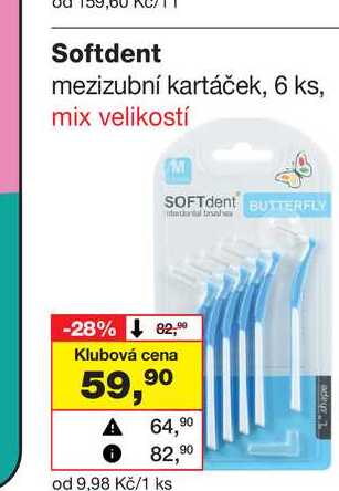 Softdent mezizubní kartáček, 6 ks