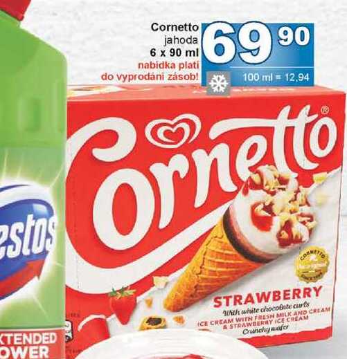 Cornetto jahoda 6 x 90 ml 