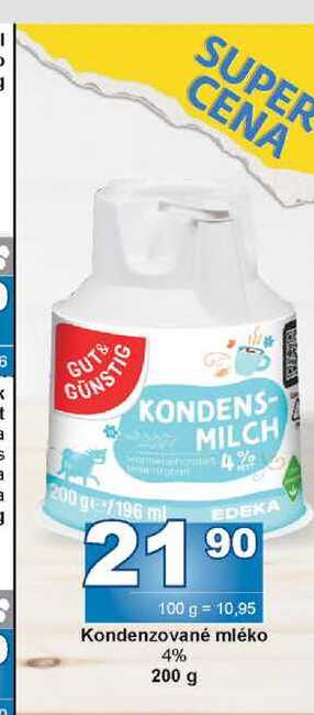 Kondenzované mléko 4% 200 g v akci