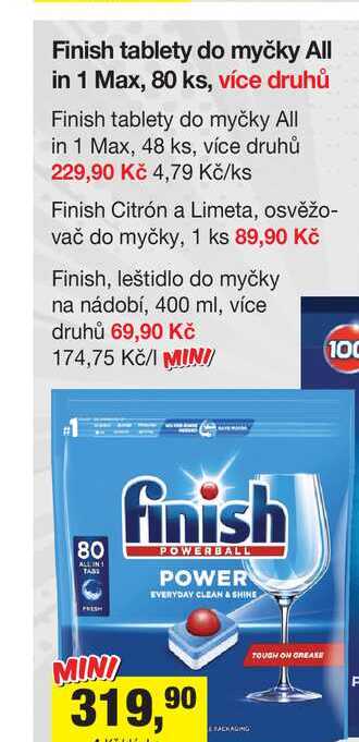 Finish tablety do myčky 80 ks, vybrané druhy