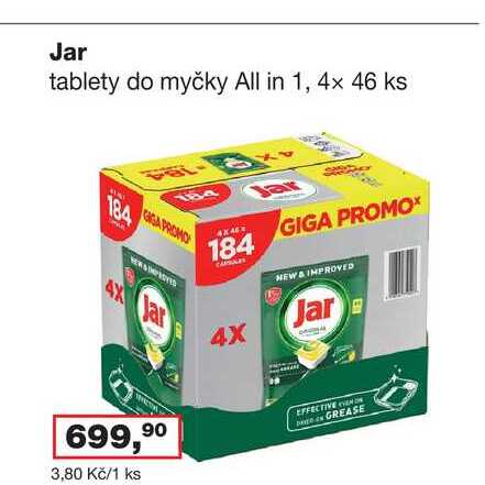 Jar tablety do myčky All in 1, 4x 46 ks, 184 ks