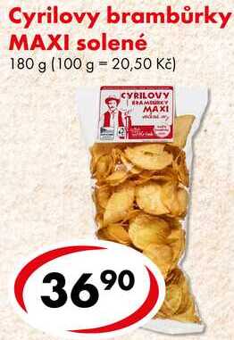 Cyrilovy brambůrky MAXI solené, 180 g
