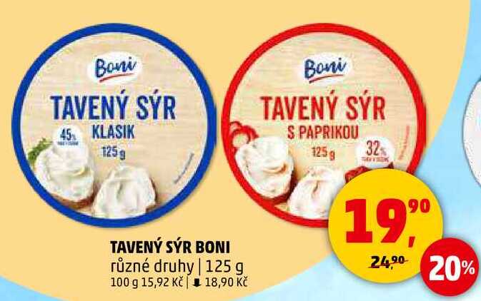 TAVENÝ SÝR S PAPRIKOU Boni, 125g