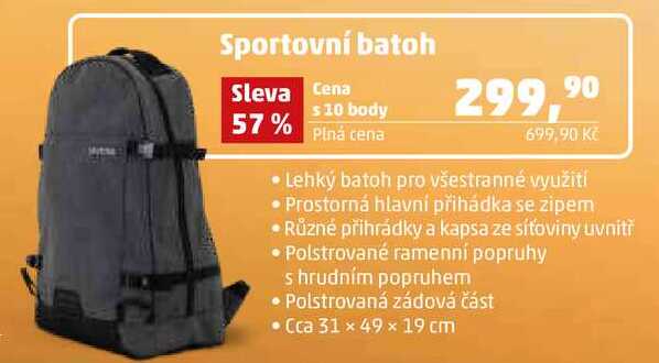 Sportovní batoh, Cca 31 × 49 x 19 cm 