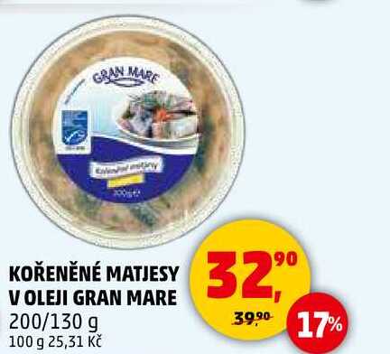 KOŘENĚNÉ MATJESY V OLEJI GRAN MARE, 200/130 g 