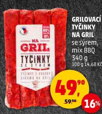 GRILOVACÍ TYČINKY NA GRIL se sýrem, mix BBQ, 340 g 