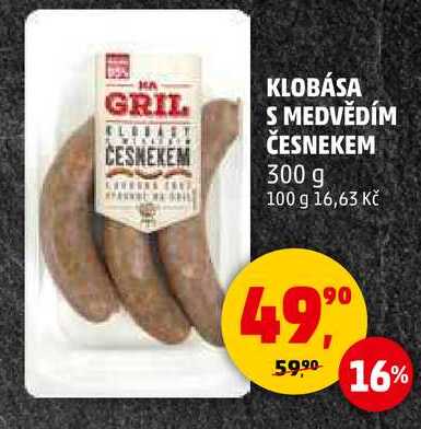KLOBÁSA S MEDVĚDÍM ČESNEKEM, 300 g 