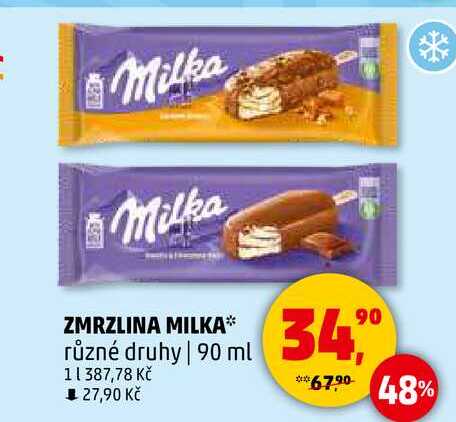 ZMRZLINA MILKA různé druhy, 90 ml 