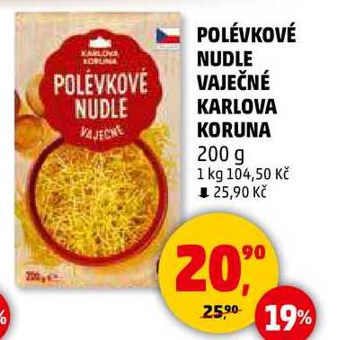 POLÉVKOVÉ NUDLE VAJEČNÉ KARLOVA KORUNA, 200 g 