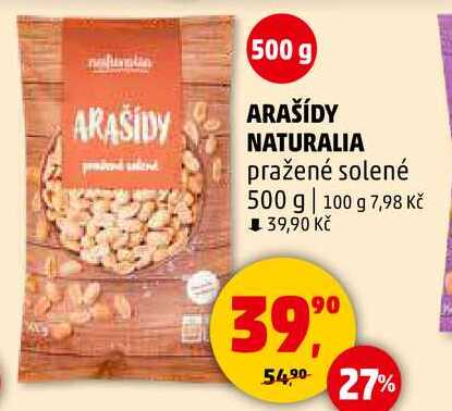 ARAŠÍDY NATURALIA pražené solené, 500 g 