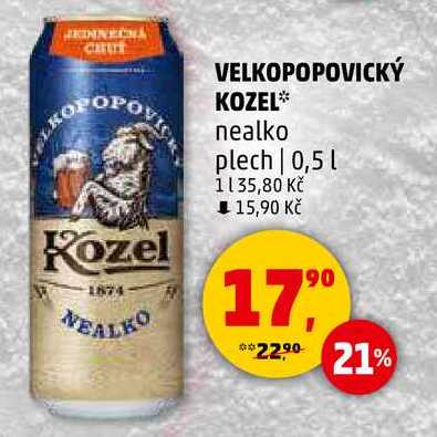 VELKOPOPOVICKÝ KOZEL nealko plech, 0,5 l