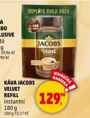 KÁVA JACOBS VELVET REFILL instantní, 180 g 