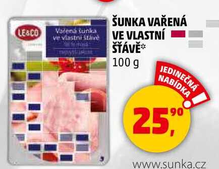 LE&CO Vařená šunka ve vlastni stave, 100 g
