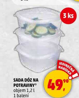 SADA DÓZ NA POTRAVINY objem 1,2 l, 1 balení  