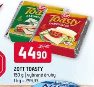 Zott toasty 150 g  vybrané druhy