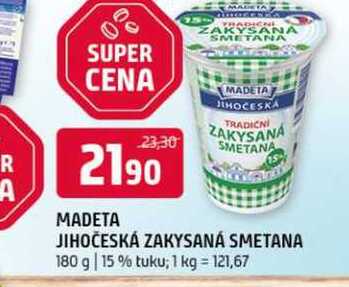 Madeta jihočeská zakysaná smetana 180 g 15% tuku