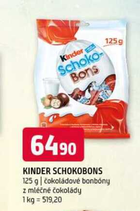 Kinder schokobons 125 g čokoládové bonbóny z mléčné čokolády 