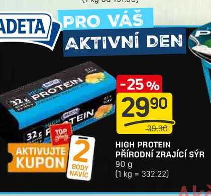 HIGH PROTEIN PŘÍRODNÍ ZRAJÍCÍ SÝR 90 g