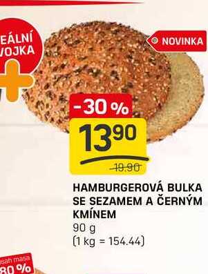 HAMBURGEROVÁ BULKA SE SEZAMEM A ČERNÝM KMÍNEM 90 g 