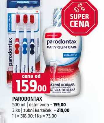 Parodontax 500 ml ústní voda 3 ks zubní kartáček
