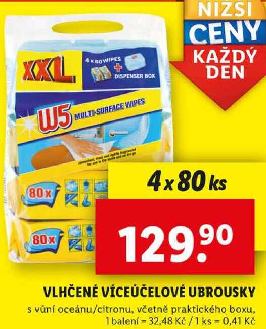 VLHČENÉ VÍCEÚČELOVÉ UBROUSKY, 4x 80 ks