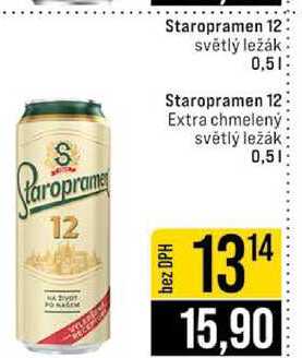 Staropramen 12 světlý ležák 0,5l Staropramen 12 Extra chmelený světlý ležák 0,5l