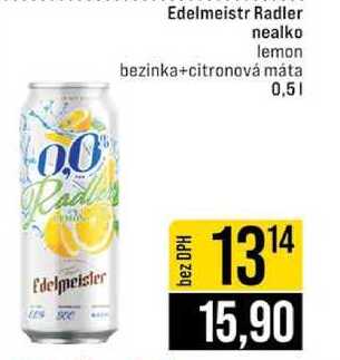 Edelmeister Edelmeistr Radler nealko lemon bezinka+citronová máta  0,5l 