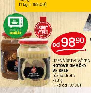 HOTOVÉ OMÁČKY VE SKLE různé druhy 720 g
