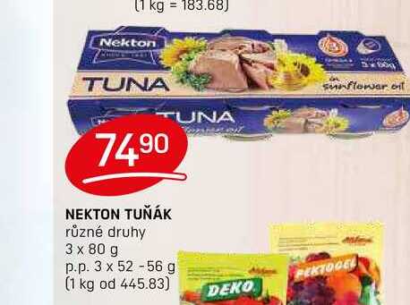 NEKTON TUŇÁK různé druhy 3 x 80 g p.p. 3 x 52-56 g 