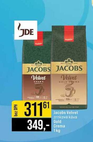 Jacobs Velvet zrnková kava Gold Crema 1kg 