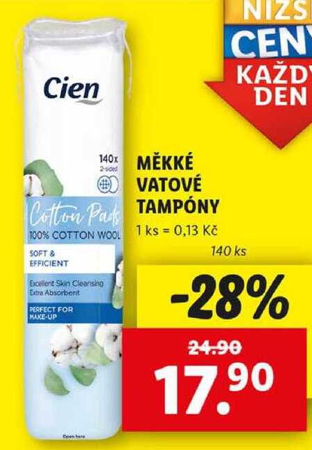 MĚKKÉ VATOVÉ TAMPÓNY, 140 ks