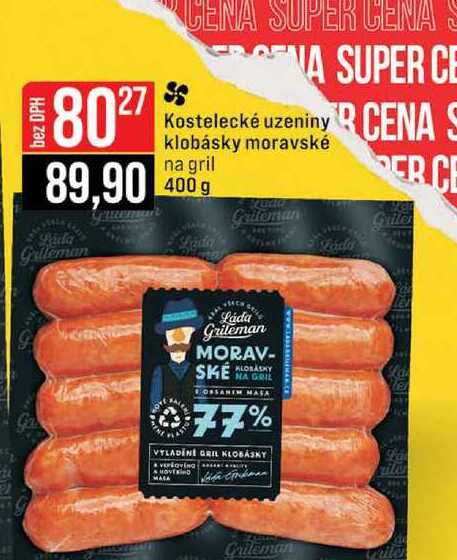 Kostelecké uzeniny klobásky moravské na gril 400 g