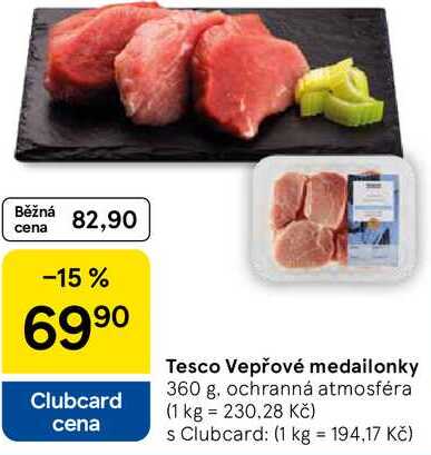 Tesco Vepřové medailonky, 360 g