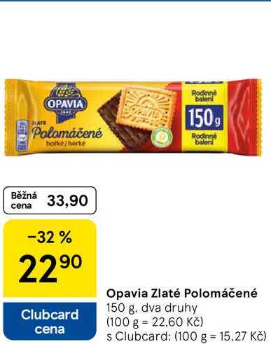 Opavia Zlaté Polomáčené, 150 g, dva druhy
