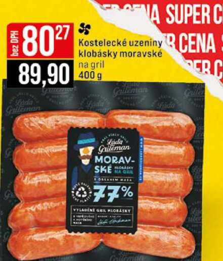 Kostelecké uzeniny klobásky moravské na gril 400g
