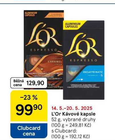 L'Or Kávové kapsle, 52 g, vybrané druhy 