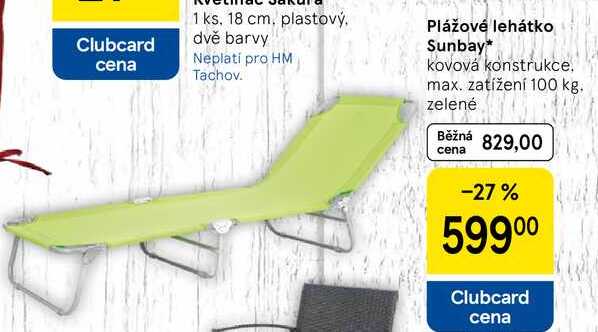 Plážové lehátko Sunbay, kovová konstrukce. max. zatížení 100 kg. zelené 