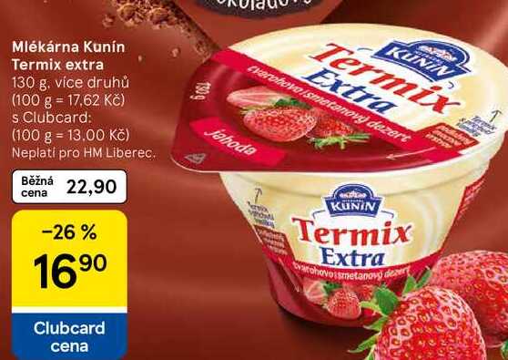 Mlékárna Kunín Termix extra, 130 g, více druhů 