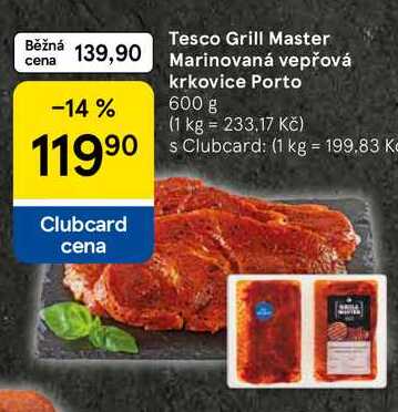 Tesco Grill Master Marinovaná vepřová krkovice Porto, 600 g 