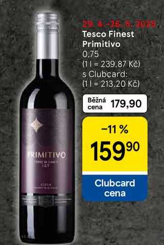 Tesco Finest Primitivo, 0.75 l