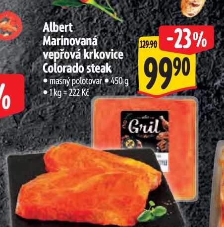 Albert Marinovaná vepřová krkovice Colorado steak  450 g