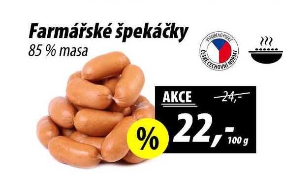 Farmářské špekáčky 85% masa, 100 g 
