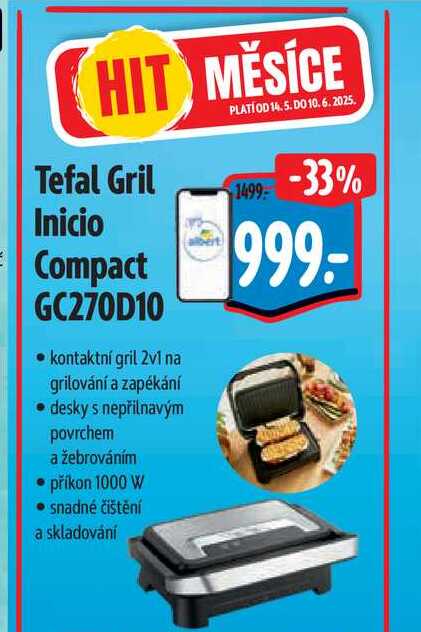   Tefal Gril  Inicio Compact GC270D10  